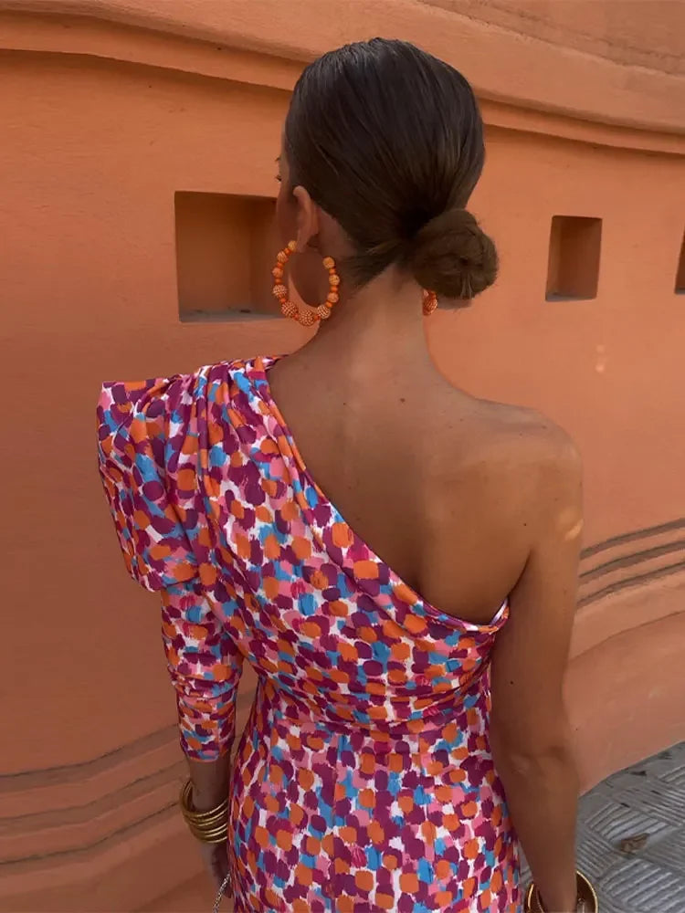 Élinore - Asymmetrisches Festliches Sommerkleid mit Farbigen Punkten