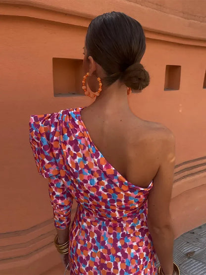 Élinore - Asymmetrisches Festliches Sommerkleid mit Farbigen Punkten