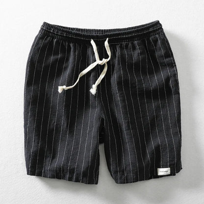 Leichte Leinen Shorts für Herren – Atmungsaktive Sommerhose mit Kordelzug & Streifen-Design
