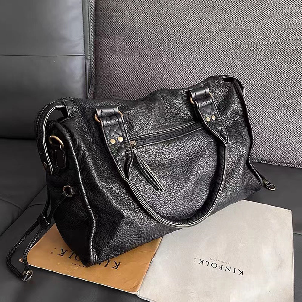 Lunéthra - Schwarze Handtasche für den Einkauf