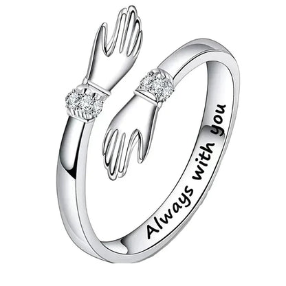 Umarmungsring für Damen mit Zirkonia – Verstellbarer Liebesring „Always with You“