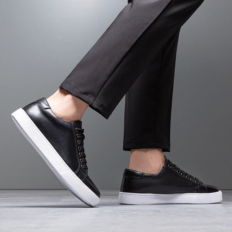 Moderne Herren Leder Sneaker mit weißer Sohle – Elegante Casual Schuhe für Alltag & Business