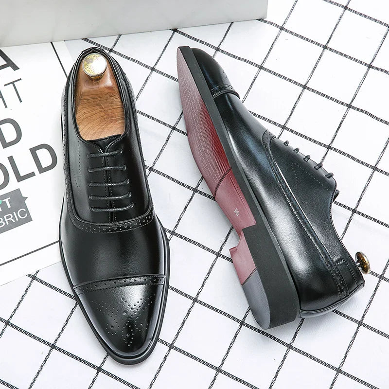 Elegante Leder Business Schuhe mit rutschfester Sohle – Klassische Schnürschuhe für Herren