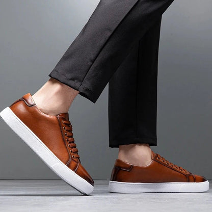 Moderne Herren Leder Sneaker mit weißer Sohle – Elegante Casual Schuhe für Alltag & Business