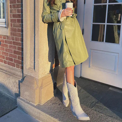 Lunéaëlle - Metallische Bestickte Cowboy-Stiefel im Western-Stil | Must-Have Mode für Frühling und Festivals