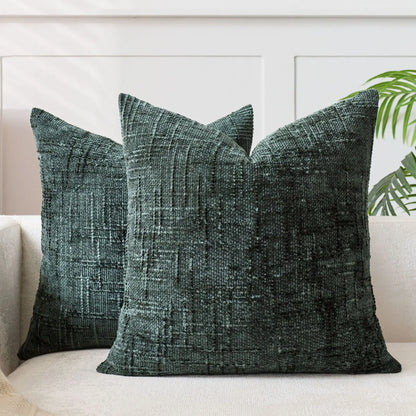 BambouLuxe - Dekorative Kissenhülle aus Chenille mit Bambusstruktur