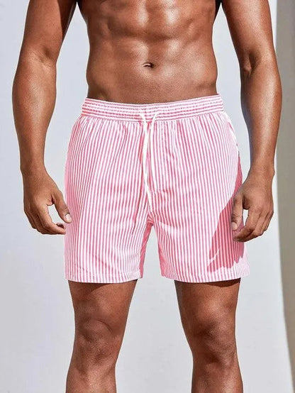 Gestreifte Badehose mit Kordelzug & elastischem Bund für Herren – Leicht, schnelltrocknend & sommerlich bequem