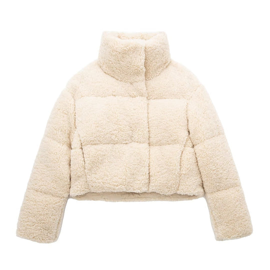 Florenz - Kurze Teddyjacke, weich und elegant, mit Kragen und Reißverschluss
