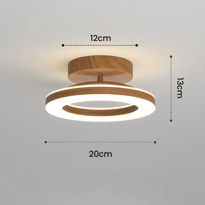 Annelis - LED Deckenlampe Offener Ring mit Holzrahmen