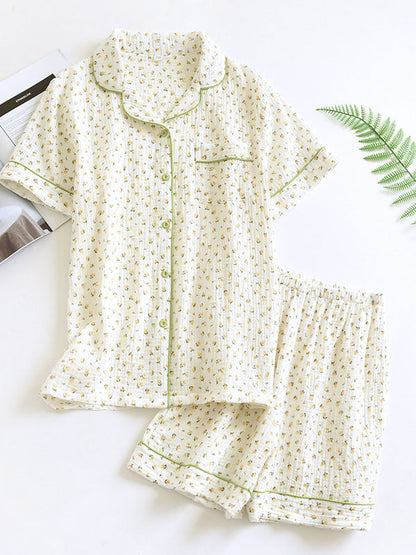 Rosélis - Elegantes Baumwoll-Pyjama-Set für Frauen mit Kurzarmbluse und elastischem Shorts