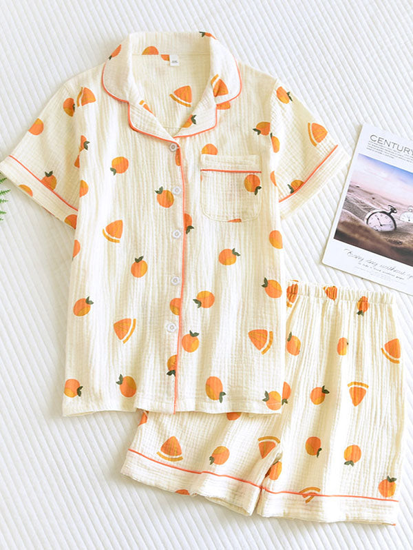 Rosélis - Elegantes Baumwoll-Pyjama-Set für Frauen mit Kurzarmbluse und elastischem Shorts