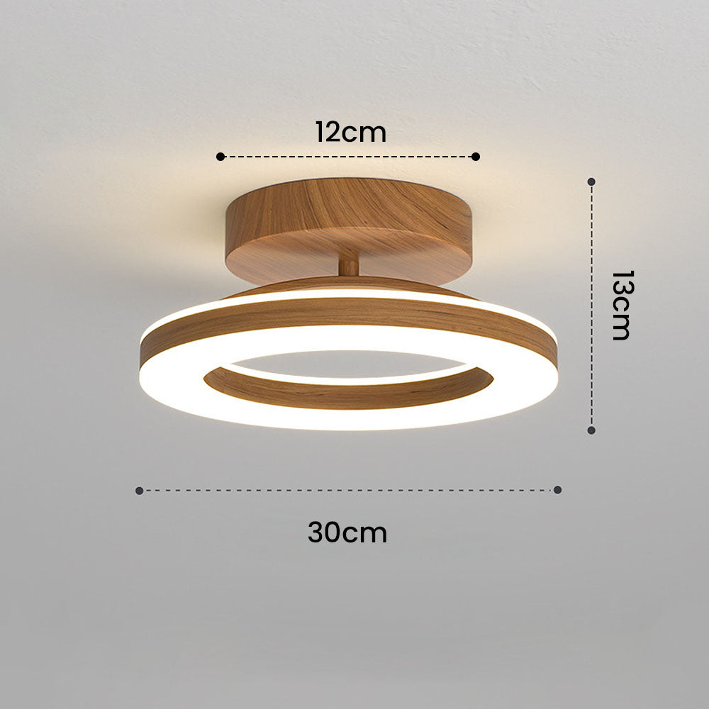 Annelis - LED Deckenlampe Offener Ring mit Holzrahmen