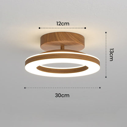 Annelis - LED Deckenlampe Offener Ring mit Holzrahmen