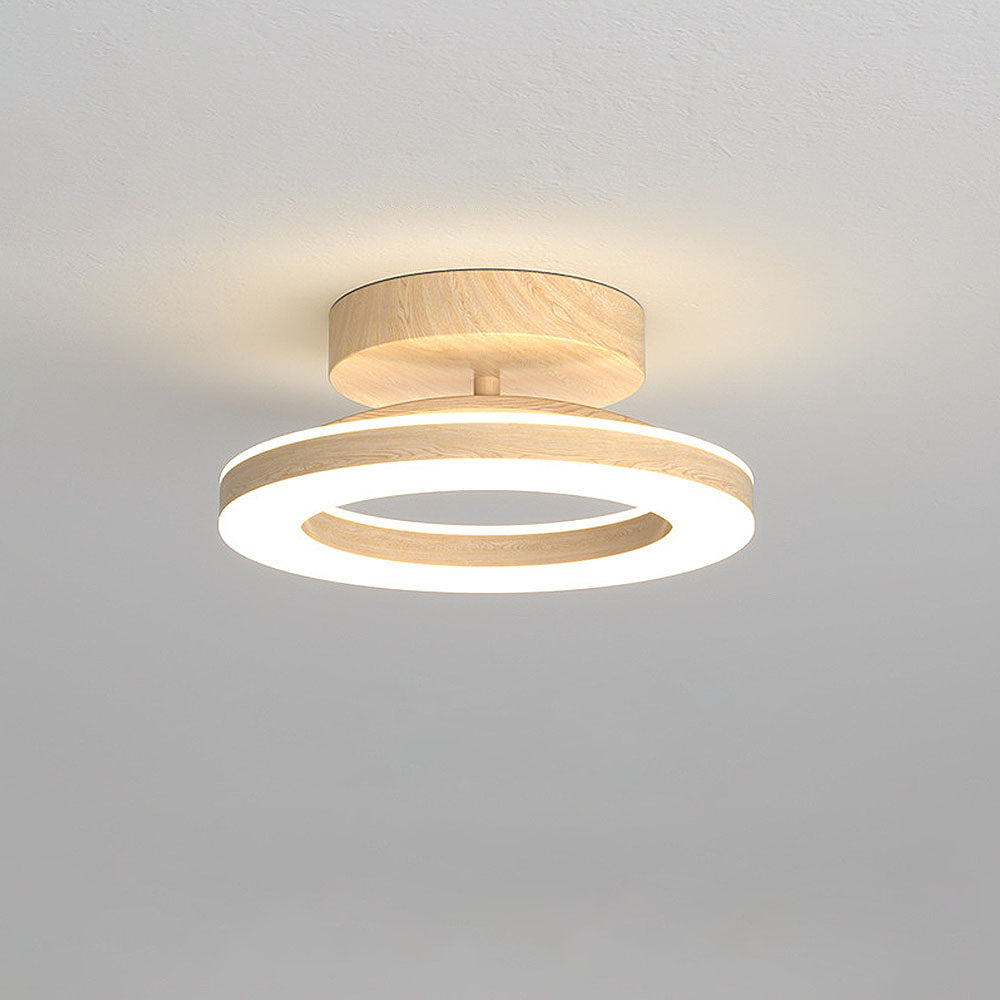 Annelis - LED Deckenlampe Offener Ring mit Holzrahmen