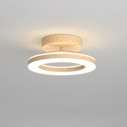 Annelis - LED Deckenlampe Offener Ring mit Holzrahmen