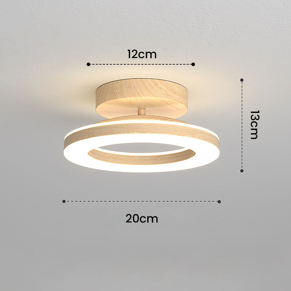 Annelis - LED Deckenlampe Offener Ring mit Holzrahmen
