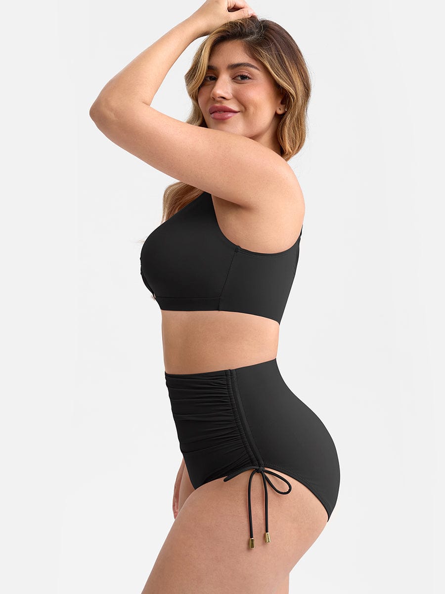 Figurformendes Bikini Set mit High Waist & Raffungen – Elegantes Push-Up Badeanzug Set für Damen