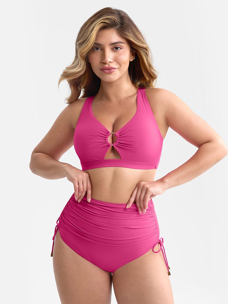 Figurformendes Bikini Set mit High Waist & Raffungen – Elegantes Push-Up Badeanzug Set für Damen