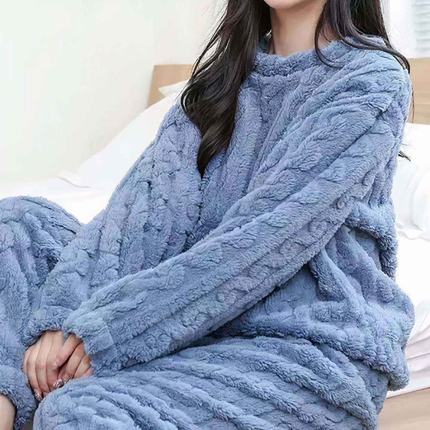 Élodie - Zweiteiliges Pyjama-Set aus weichem und warmem Fleece mit Muster