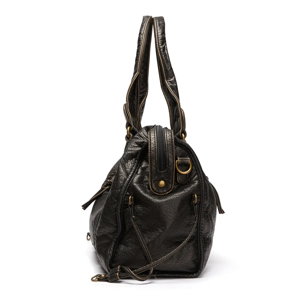 Lunéthra - Schwarze Handtasche für den Einkauf