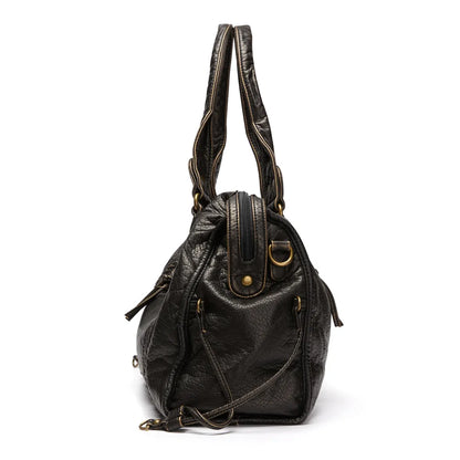 Lunéthra - Schwarze Handtasche für den Einkauf