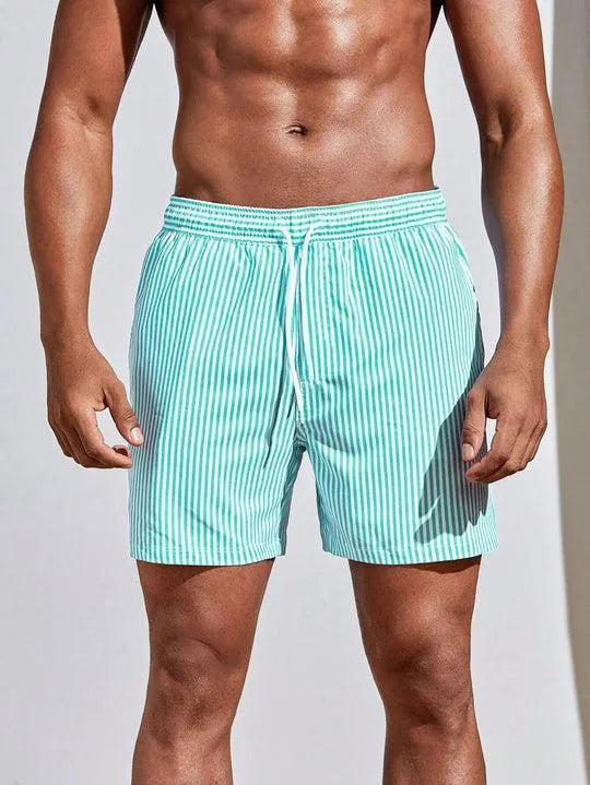 Gestreifte Badehose mit Kordelzug & elastischem Bund für Herren – Leicht, schnelltrocknend & sommerlich bequem