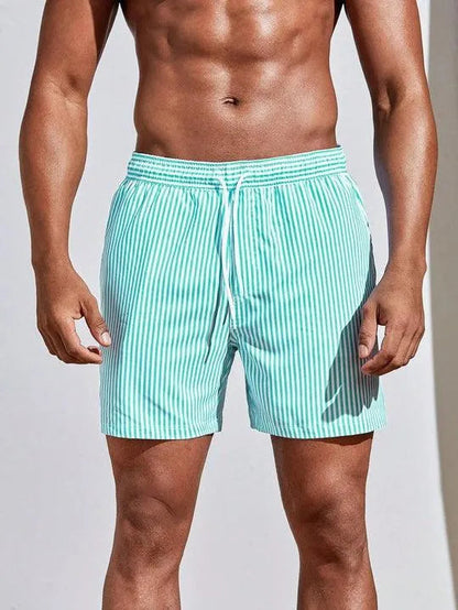 Gestreifte Badehose mit Kordelzug & elastischem Bund für Herren – Leicht, schnelltrocknend & sommerlich bequem