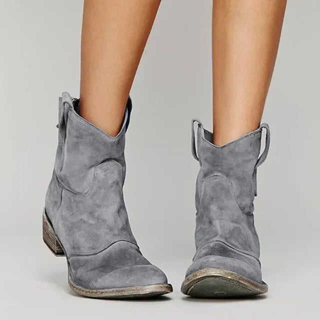 Western Boots Kurzstiefel im Vintage Look für Damen Bequeme Cowboy Stiefeletten