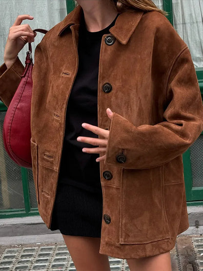 Sophie - Wendejacke mit Taschen in Braun - Vielseitiger und warmer Herbstmantel mit langen Ärmeln für Frauen