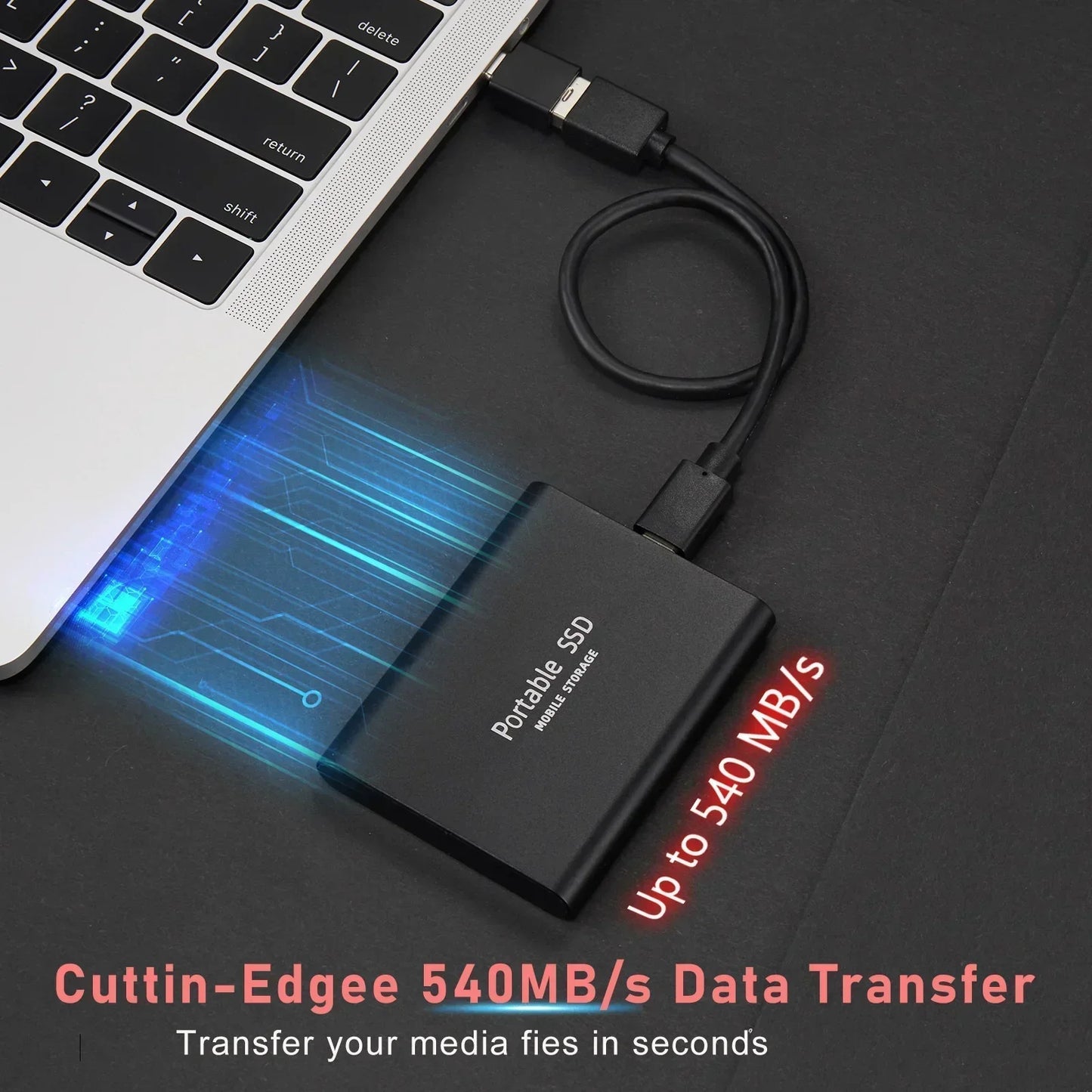 MiniFulgur - Externe Ultra-Schnelle SSD 2 To | Mini SSD | Hochgeschwindigkeits-Speicher für PC und Laptop