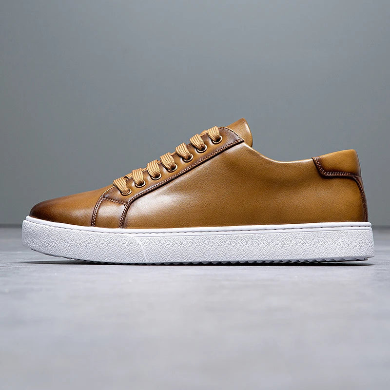 Moderne Herren Leder Sneaker mit weißer Sohle – Elegante Casual Schuhe für Alltag & Business
