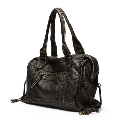 Lunéthra - Schwarze Handtasche für den Einkauf