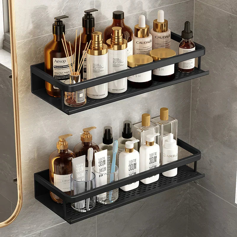 Rangéo - Schwarzes Regal für Dusche oder Küche
