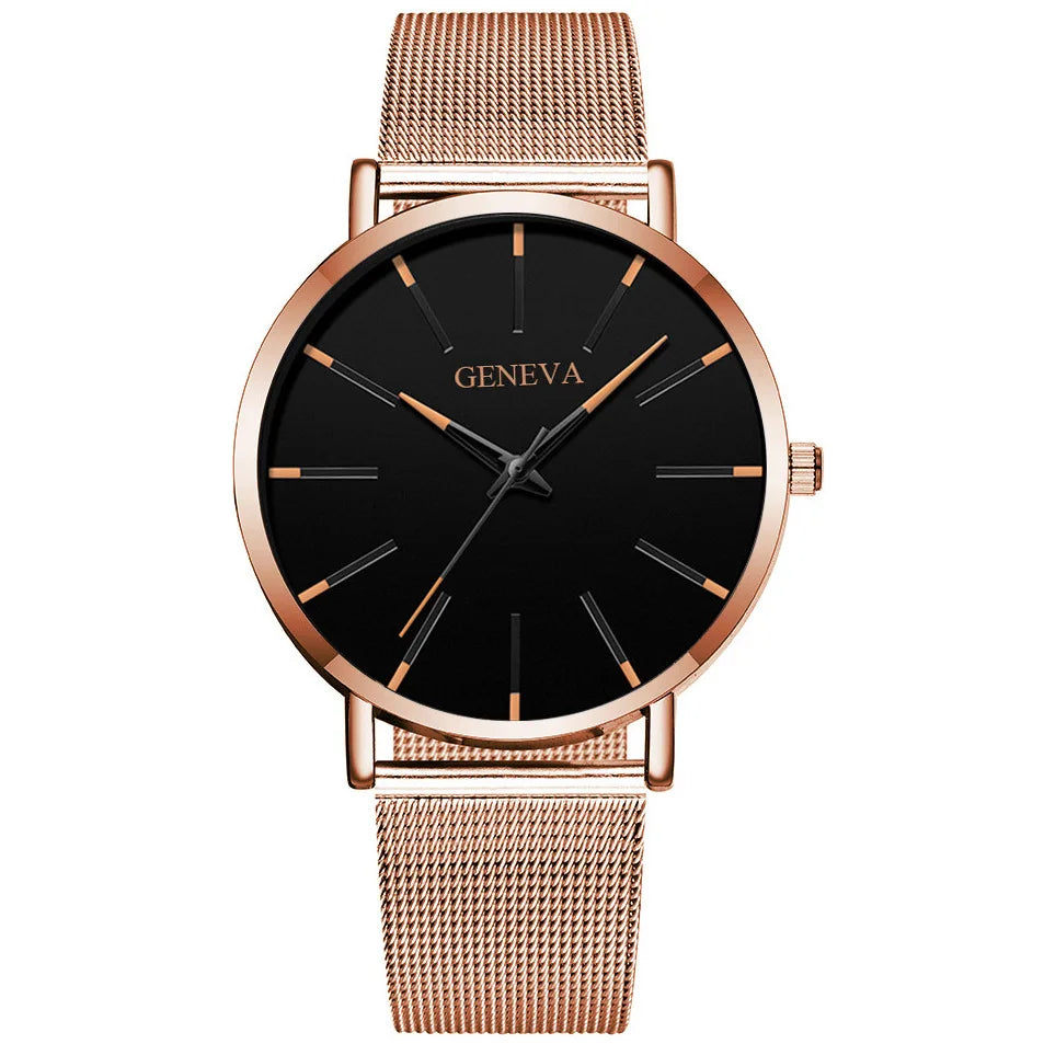 Minimalistische Herren Armbanduhr mit Edelstahl Mesh Band – Elegante Quarz Uhr im modernen Design