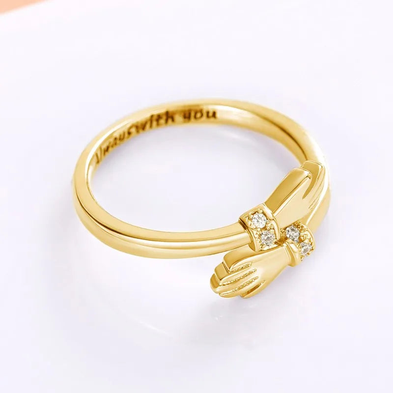 Umarmungsring für Damen mit Zirkonia – Verstellbarer Liebesring „Always with You“