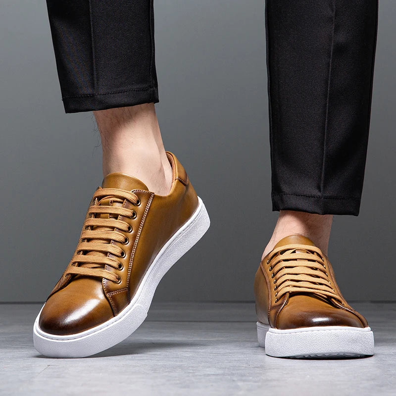 Moderne Herren Leder Sneaker mit weißer Sohle – Elegante Casual Schuhe für Alltag & Business