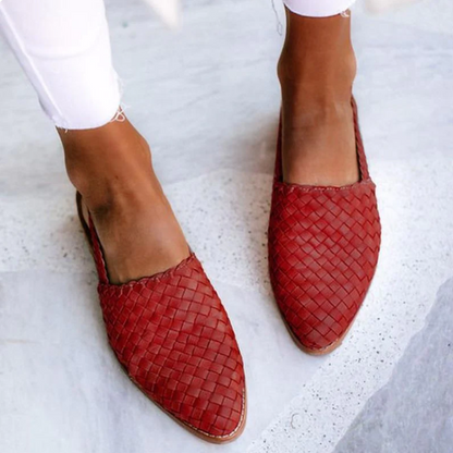 Geflochtene Slingback Loafer mit spitzer Form – Bequeme Sommer-Schuhe für Damen