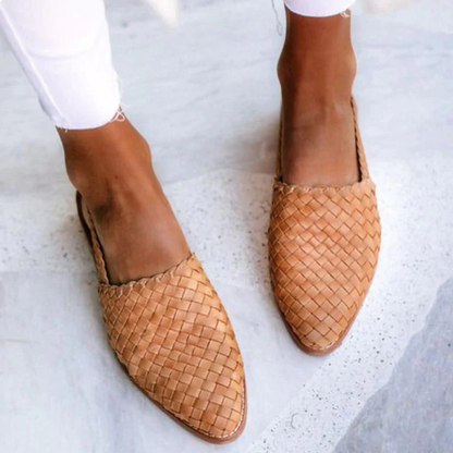Geflochtene Slingback Loafer mit spitzer Form – Bequeme Sommer-Schuhe für Damen