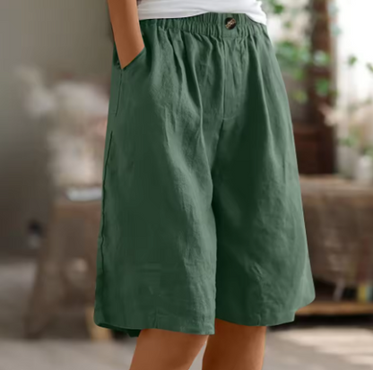 Émiliane - Damen Sommer-Shorts, Bequemer Elastischer Bund, Aus Leinen und Atmungsaktivem Stoff