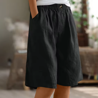 Émiliane - Damen Sommer-Shorts, Bequemer Elastischer Bund, Aus Leinen und Atmungsaktivem Stoff