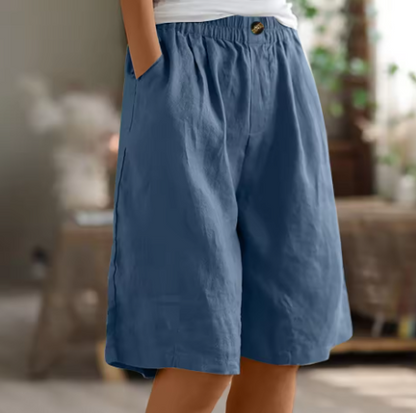 Émiliane - Damen Sommer-Shorts, Bequemer Elastischer Bund, Aus Leinen und Atmungsaktivem Stoff