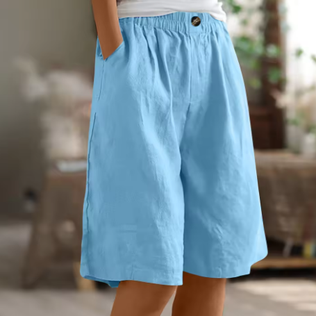 Émiliane - Damen Sommer-Shorts, Bequemer Elastischer Bund, Aus Leinen und Atmungsaktivem Stoff