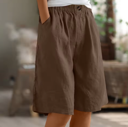 Émiliane - Damen Sommer-Shorts, Bequemer Elastischer Bund, Aus Leinen und Atmungsaktivem Stoff