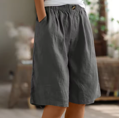 Émiliane - Damen Sommer-Shorts, Bequemer Elastischer Bund, Aus Leinen und Atmungsaktivem Stoff