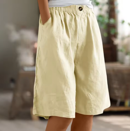 Émiliane - Damen Sommer-Shorts, Bequemer Elastischer Bund, Aus Leinen und Atmungsaktivem Stoff