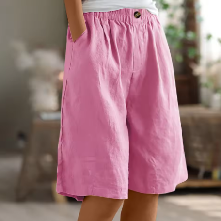 Émiliane - Damen Sommer-Shorts, Bequemer Elastischer Bund, Aus Leinen und Atmungsaktivem Stoff
