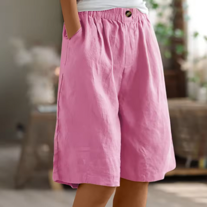 Émiliane - Damen Sommer-Shorts, Bequemer Elastischer Bund, Aus Leinen und Atmungsaktivem Stoff