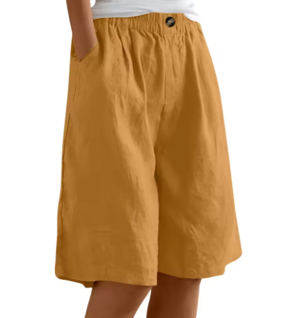 Émiliane - Damen Sommer-Shorts, Bequemer Elastischer Bund, Aus Leinen und Atmungsaktivem Stoff