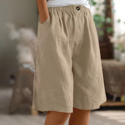 Émiliane - Damen Sommer-Shorts, Bequemer Elastischer Bund, Aus Leinen und Atmungsaktivem Stoff