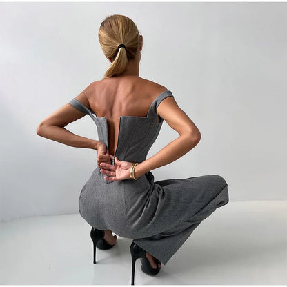Maëlyse - Dreiteiliges Ensemble Power Elegance Blazer, Corset Top mit Reißverschluss und Hochtaillierte Hose